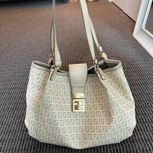 Fendi Chiusura Tote Zucchino Coated Canvas Bag Purse